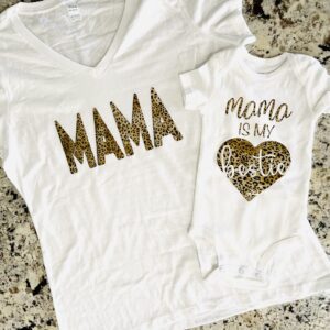 MAMA Foil Leopard Print V-Neck