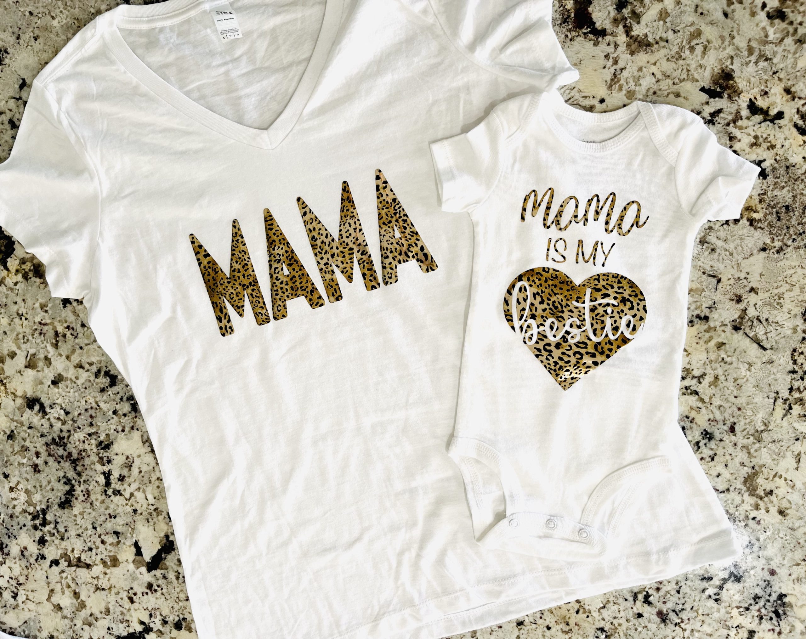 MAMA Foil Leopard Print V-Neck